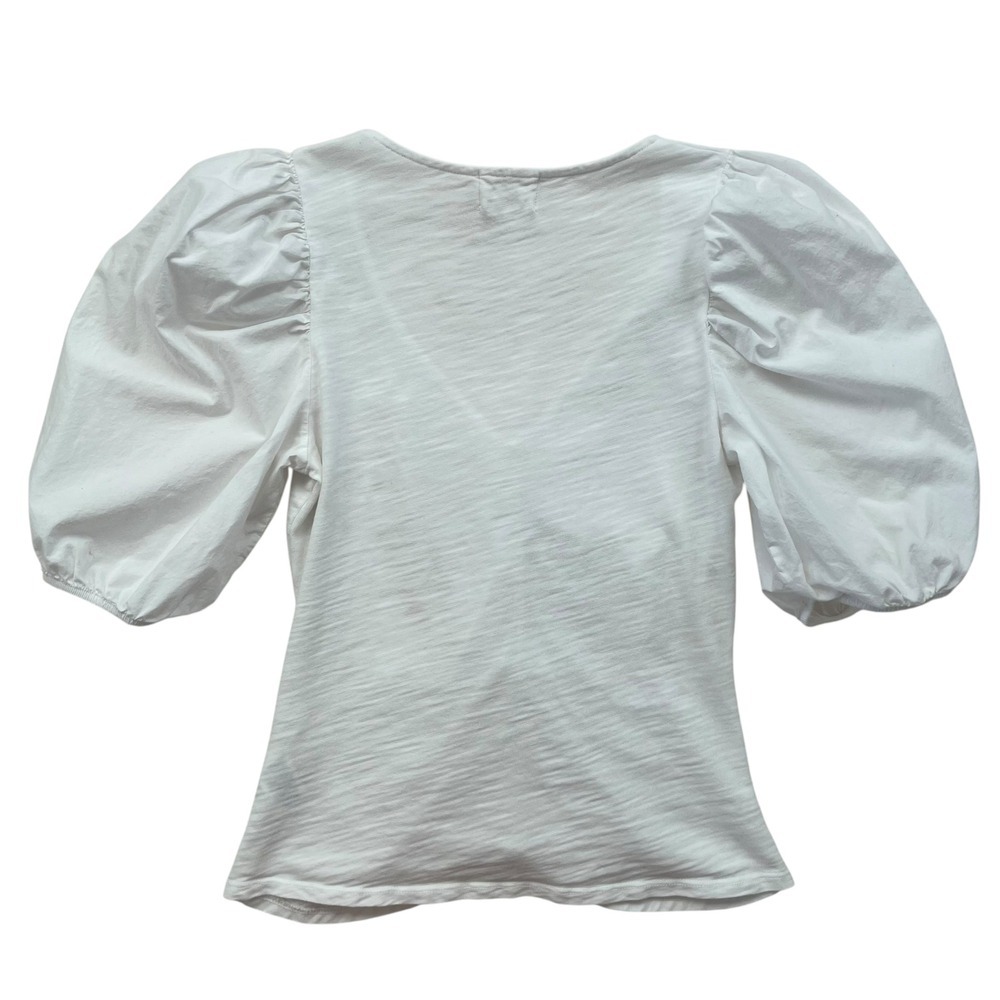 Nation LTD Giada Gathered Ruched Puff Sleeve Top in White SZ XS Feminine Flirty - Picture 3 of 9